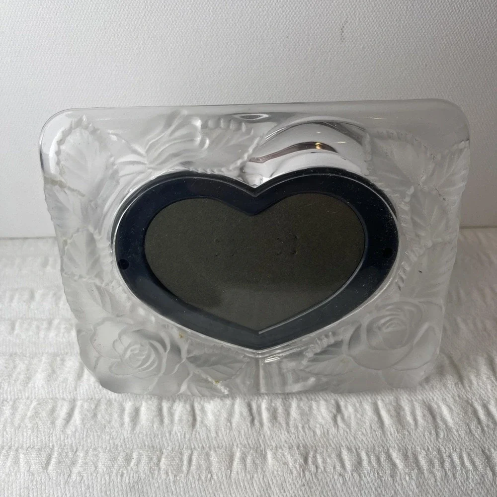 Vintage Home Beautiful Crystal Rose Clear Heart Frame 80s Cottage Boho Wedding